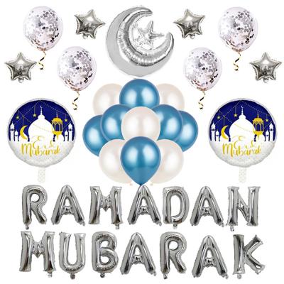 China Party Decorated Islamic Ramadan Balloon Eid Al-Fitr Pair Decorated With Circular Latex Film Aluminum Balloon for sale