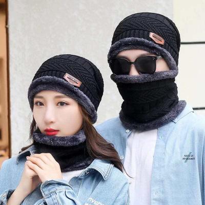 China COMMON winter warm beanies knitted custom leather label Beanie Hats Wholesale Winter Knit acrylic hat for women and men unisex plush for sale