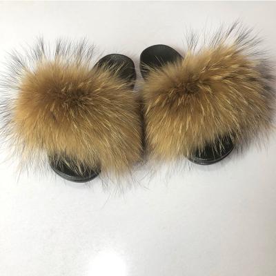 China Fashion Trend Women's High Quality Fox Fur Slippers Fur Boots Slipper CC Mink Fur Soft Slides for sale