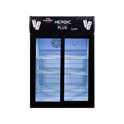 China Single-temperature Two Door Vegetable Countertop Amount Energy Glass Soft Drink Display Fridge for sale