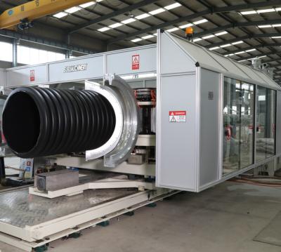 China Large Size Corrugated Pipe Extrusion Line Large Corrugator For Drainage, Sewage, Rainwater zu verkaufen