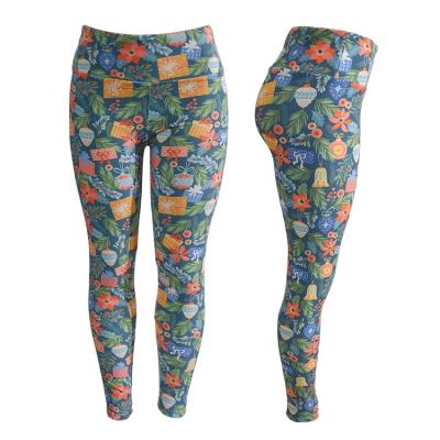 China Custom Women's Long Pants Christmas Party Gaiters Breathable Pants Prints High Waist Gaiters Ladies Happy Pants for sale