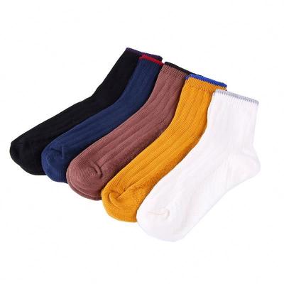 China Double Needle Solid Color Men Cotton Socks Antibacterial Breathable Deodorant Sports Comfy Casual Socks for sale