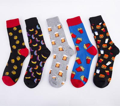 China Breathable Colorful Food Pattern Funny Cartoon Socks For Man Custom Cotton Jacquard Novelty Socks for sale