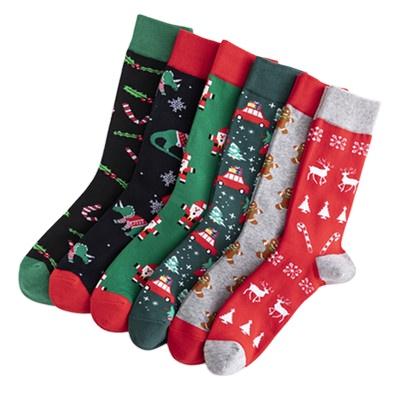 China Happy Christmas Cotton Breathable Men Bangs Santa Claus And Elk Pattern Socks Wholesale For Men for sale