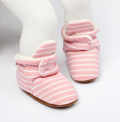 China Infant Booties Crib Floor Baby Indoor Socks Toddlers Kids Sock Shoes Girl Boy Print Striped Newborn Non-Slip Cotton for sale