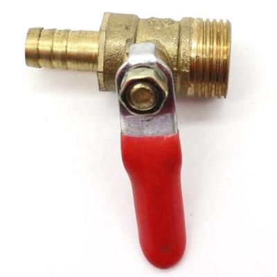 China ZM 1236 Brass Male Thread To Garden Hose Faucet Connector Barbed Brass Interface Ball Valve for sale