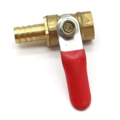 China ZM 1237 Mini Brass High Pressure Ball Valve With Threaded Handle Red Female To Hose Burr Brass Ball Valve for sale