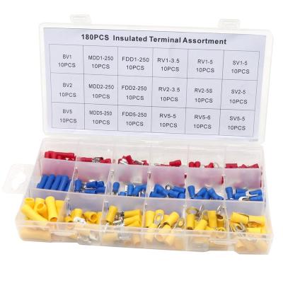 China All ZM 1047 Terminals 180PCS Kit Insulated Electrical Wire Terminals Brass Insulated Crimp Connector for sale