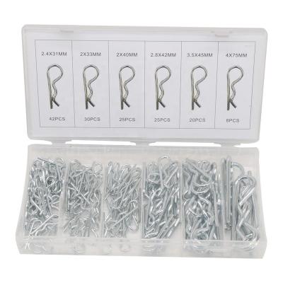 China GALVANIZED ZM 1091 Assortment 150pcs Hitch Pin Clips Fastener Set R Metric Galvanized Type Locking Cotter Pin B R Cotter Pin for sale