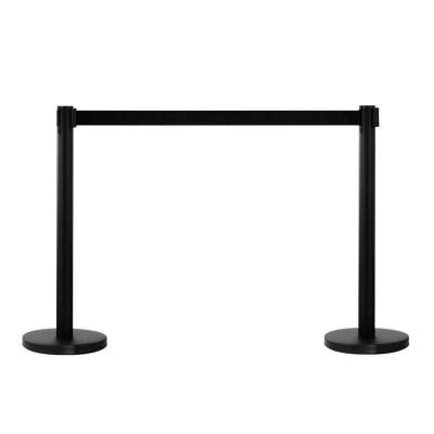 China Retractable Line Black Post Queue Barrier Rack Belt Barrier For Bank Airport Hotel for sale