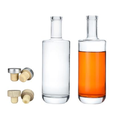 China Custom Wholesale Wine Shape 500Ml 700Ml 750Ml Glass Bottle Rum 500ml Bottle For Vodka Brandy Whiskey for sale