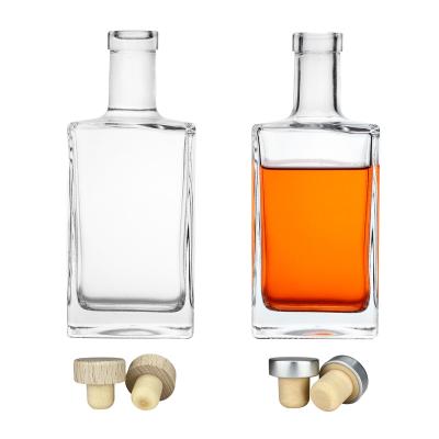 China Custom Glass Wine Square Vodka Whiskey Rum Tequila 500ml 700ml 750ml Wine Bottle for sale