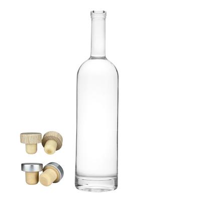 China Wholesale 750ml Wine Liquor Bottle Glass Wine Brandy Tequila Vodka Spirits Bottle With Lid for sale