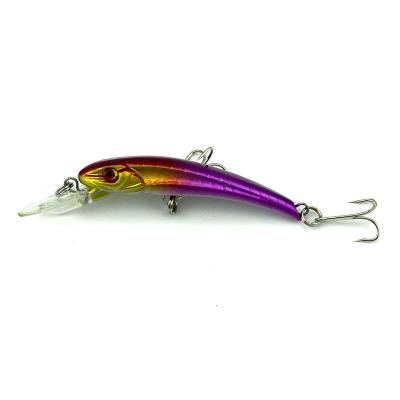 China 9cm/5.8g Artificial Colorful Plastic Minnow Bait Hard Bass 6# With Hook Bionic Bait 3D Simulation Eyes Fishing Lure FS917 for sale