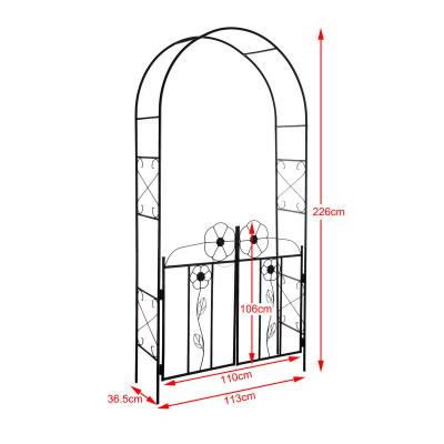 China Easily Assembled Steel Garden Arch with Gate Gate, Garden Axle for Various Climbing Plant, Outdoor Garden Lawn Backyard for sale