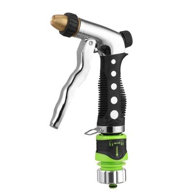 China Adjustable Garden Metal Hose Nozzle Front Trigger Spray Gun Zinc Alloy Body With Brass Spray Head With Connector for sale