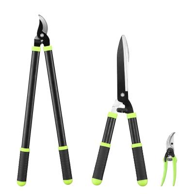 China Anti-Slip Combo Handle 3PCS Garden Shear Set Combo Garden Tool Kit Tree Pruning Tools Heavy Duty Long Handle Tree Pruner Shears Set for sale