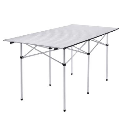 China Portable Lightweight Aluminum Outdoor Table Roll Easy Carry Folding Up Picnic Table Camping With Storage Bag (55