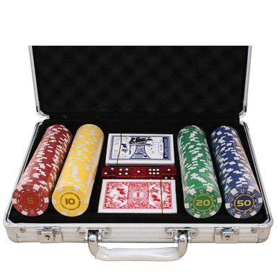 China 300pcs PP Sticker Poker Chips Set With Aluminum Case for sale