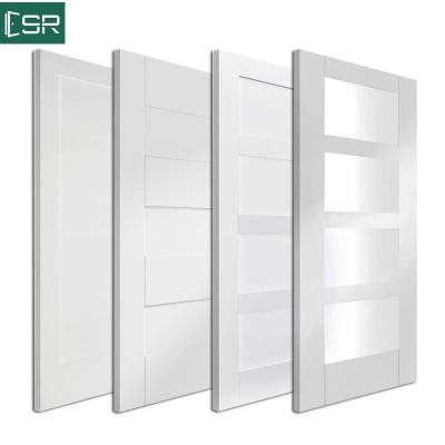 China 30 x 80 modern in. 3-Panel Shaker White Primed Solid Core Uneven Wood Prehung Single Ded Room Shaker Door Interior with Bronze Hinges for sale