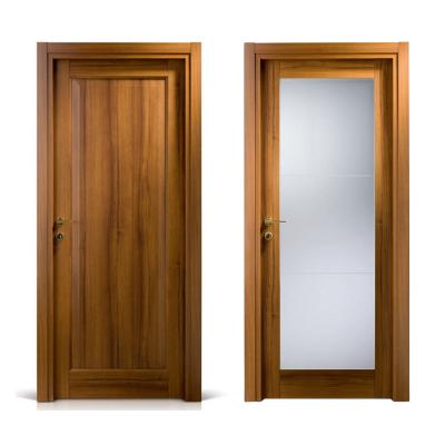 China Modern Interior Commercial Hotel Wooden Door Walnut Veneered Solid Panel Door With Glass for sale