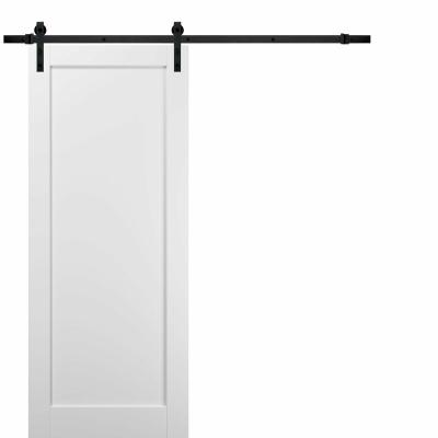 China Modern Single Panel White Sliding Barn Door With Sliding Door Hardware for sale