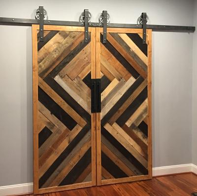 China Modern Revival Retro Wood Chevron Barn Door With Installation Hardware Kit for sale