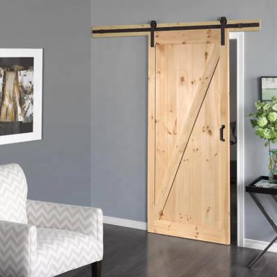 China Modern Elegant Design Pine Wood Solid Knotty Alder Sliding Barn Door for sale