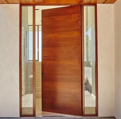 China Weatherproof Solid Oak Front External Door With Mahogany Wood Composite 2 Side Lites for sale