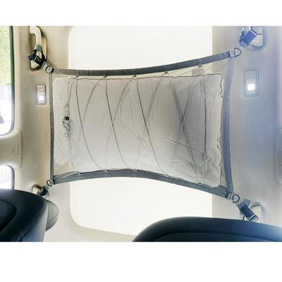 China Easy Install Interior Car Storage Bag Accessories Pocket Ceiling Cargo Net Storage Organizer Toy Folding Car Ceiling Mesh Snacks Clothing for sale