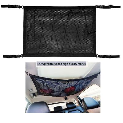 China Easy Install Car Accessories Double-Layer Car Supplies Ceiling Adjustable Cargo Net Pocket Interior Organizer Bag for sale