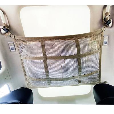 China Easy Install Adjustable Universal Breathable Mesh Storage Bag Interior Accessories Roof Mesh Pocket Car Organizer For Car Ceiling Cargo Goods for sale