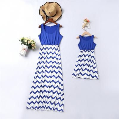 China Breathable Hot Selling Amazon Long Skirt Women Girls Summer Korean Casual Family Matching Clothes for sale