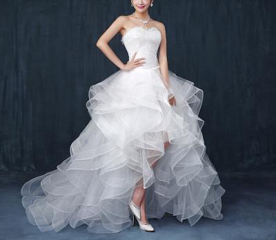 China Breathable Fashion Off The Shoulder Corset Ruffle Threw Elegant Simple Bridal Gown Wedding Dress for sale