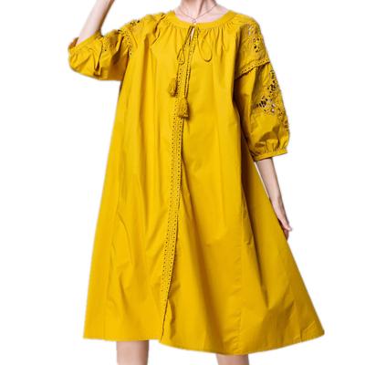 China Breathable 2022 New Arrivals Spring / Solid Yellow Summer Commuter Plus Size Dress for sale