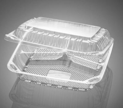 China 3 Compartment Lock Clamshell Disposable Plastic Salad Container for sale