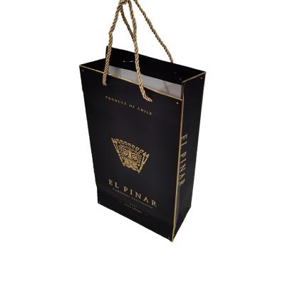 China Wholesaler Contact Lamination Card Recyclable Custom Black Gift Paper Bag Logo Embossed Cardboard Packaging Bags for sale