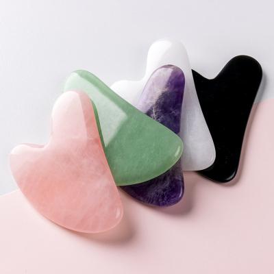 China 2021 100% Double Rollers 100% Hot Selling Natural Amethyst Gua Sha Jade Massage Tool Scraping Sha for sale