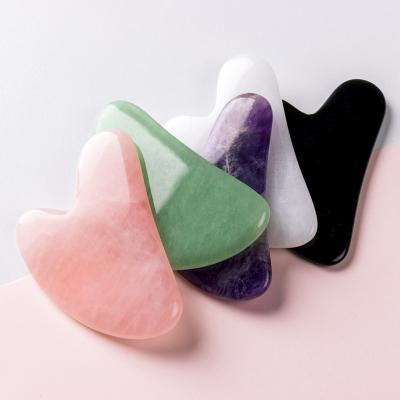 China Natural jade face massage guasha stone double rollers gua sha tool custom board for muscle relaxation skin for sale