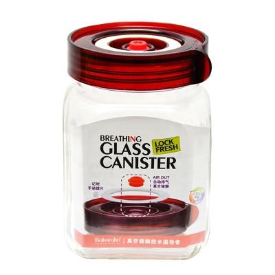 China 1L Storage Square Fermentation Jar Glass Mason Jar With Airtight Lid for sale