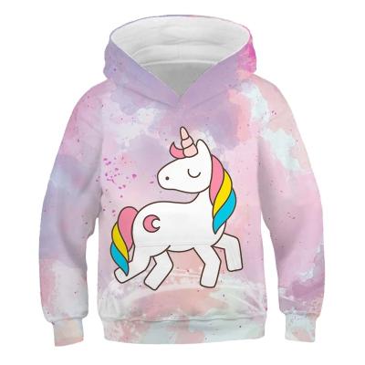 China Anti-Wrinkle Unicorn Girls Sweatshirts Autumn Winter Warm Coat Boys Long Sleeve Tracksuit Kids Clothes Cute Cartoon Hoodies for sale