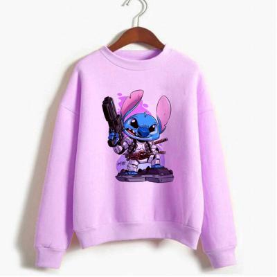 China Anti-wrinkle Women Cartoon Printing Sweatshirt Korean Style Tops Girls Graphic Hoodies New Harajuku Kawaii Funny Stitch Black Friday for sale