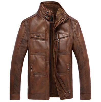 China Leather Jacket Men Winter Motorcycle PU Leahter Stand Collar Jacket Male Casual Thin Coat Windproof Anorak For Men for sale