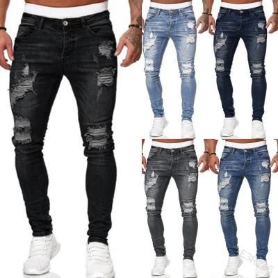 China Mens Fashion Hole Jeans Summer Autumn Sweatpants Men Ripped Skinny Slim Breathable Casual Biker Pants Tight Tolerance Pants for sale