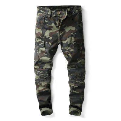 China Breathable Classic Camouflage Pants New Brand Fashion Mens Pocket Pants Mens Clothing High Quality Ruched Straight Jeans for sale