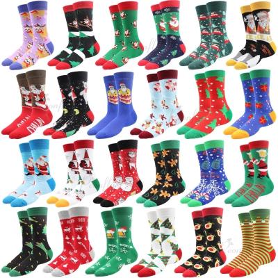 China New 2021 Sporty Christmas Socks Harajuku Santa Claus Christmas Tree Snow Elk Cotton Women Funny Happy Men's Sokken Year New for sale