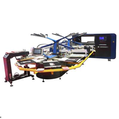 China Cheap fabric large format 18color screen printing station with oval hybrid DTG printer for shirt 3d fabric embossiing printing factory for sale