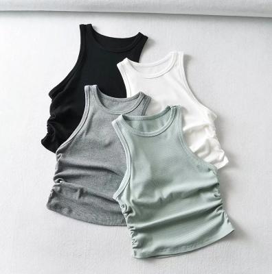 China Anti Shrink Tank Top Vest Anti Shrinkage Top For Women Solid Color Spandex Cotton for sale