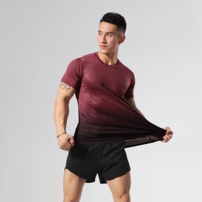 China Men's Fitness Sports Cooling Silk Cooling T-shirt Leisure Running Black Round Collar Stretch Quick Dry Ice Summer Shirt Shorts for sale